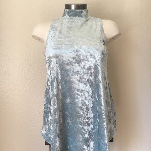racerback light blue faux velvet tank